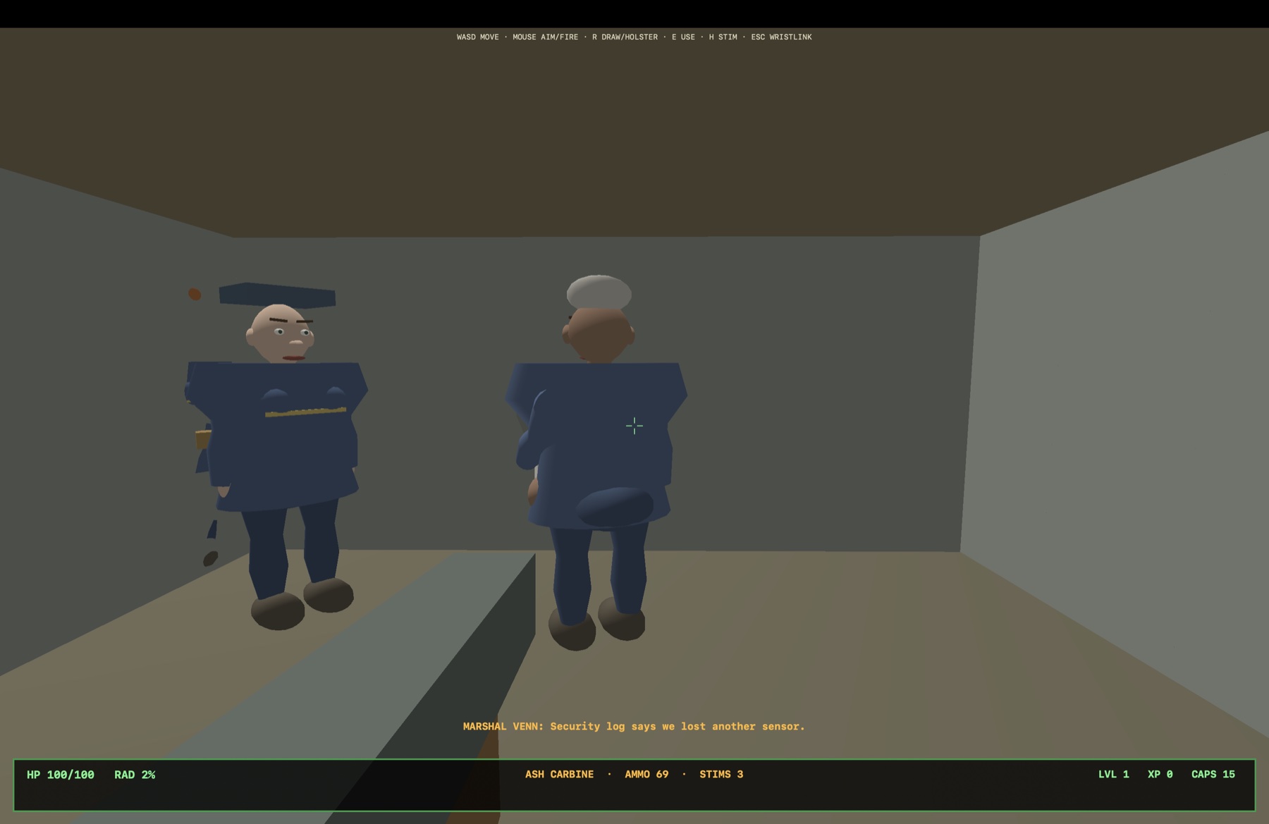 Early first-person Cascade Failure gameplay prototype